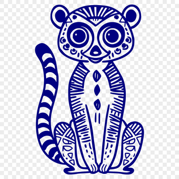 A detailed illustration of a lemur in full body pose, suitable for vector design and cutting machine projects.