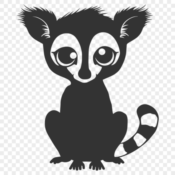 A full-body illustration of a lemur in profile.