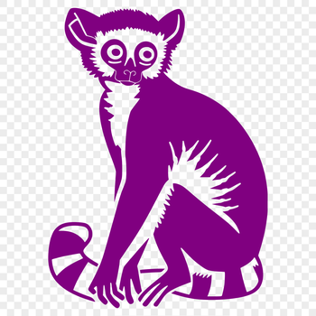 A full-body illustration of a lemur, depicted in a neutral style suitable for graphic design and craft projects.