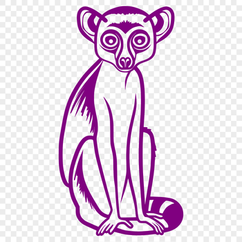 A full-body illustration of a lemur in a simple style suitable for clip art and vector design.