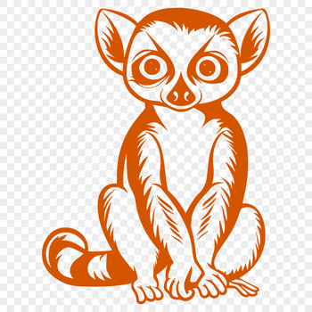 A high-quality vector illustration of a lemur in full body pose, suitable for digital cutting machines like Cricut.