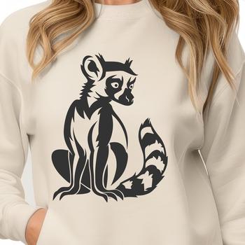 A detailed, full-body illustration of a lemur, suitable for vector design and cutting machine applications.