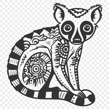 A full-body illustration of a lemur in detailed style.