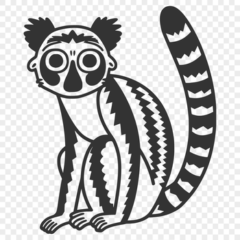 Close-up illustration of a lemur's full body, suitable for vector design and cutting machine projects.