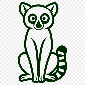 A simple line drawing of a full-body lemur in vector format.