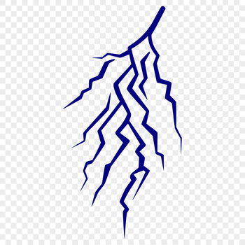 A stylized vector illustration of a lightning bolt in a bold and dynamic design.