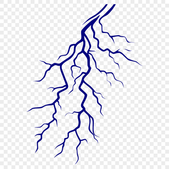 A digital illustration of a lightning bolt in a stylized vector format.