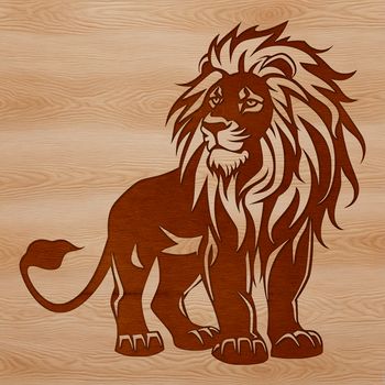 Illustrative image of a standing lion, depicted in vector format as a digital artwork suitable for various uses.
