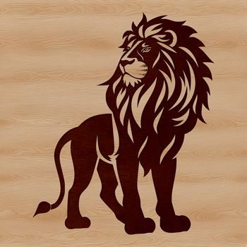 A detailed vector illustration of a standing lion, suitable for use in graphic design and digital art projects.