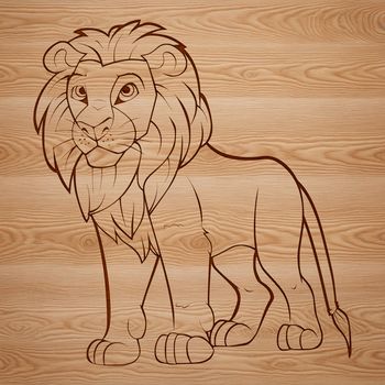 A majestic lion standing upright, depicted in detailed vector art.