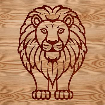 A simple line drawing of a standing lion, a big cat commonly found in savannas during a safari.