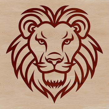 A simple line drawing of a lion's head, suitable for use in vector art designs.
