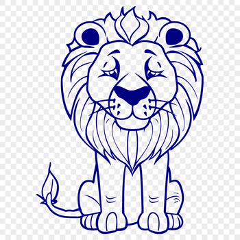 A sitting lion with a full body illustration in vector art style.