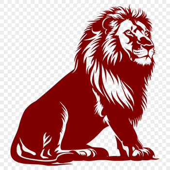 A detailed illustration of a lion's full body in a sitting position.
