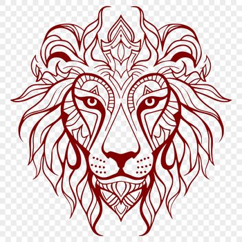A regal lion's head, depicted in bold lines, making it ideal for vector graphics and digital designs.