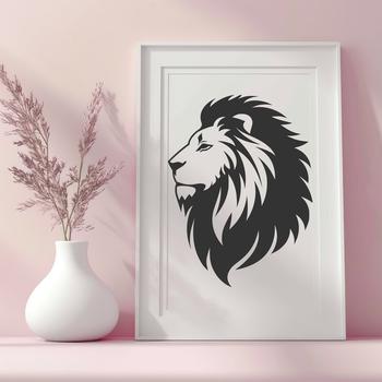 A regal lion's head with majestic mane, symbolizing the savannah wildlife.