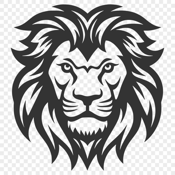 A large, majestic lion's head with distinctive mane and whiskers, suitable for vector art and graphic design projects.
