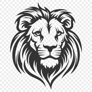 A detailed illustration of a lion's head from a side view.
