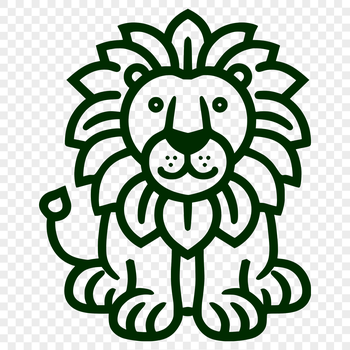 A simple line drawing of a sitting full-body lion, suitable for vector design projects.