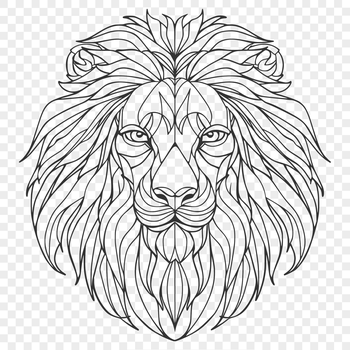 A detailed illustration of a lion's head, showcasing its majestic features.