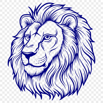A majestic lion's head with a shaggy mane, depicted in a simple yet detailed style.