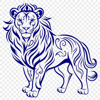 A detailed illustration of a lion standing on its hind legs, showcasing its majestic full body.