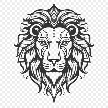 An ornate illustration of a lion's head, suitable for digital designs and cutting projects.