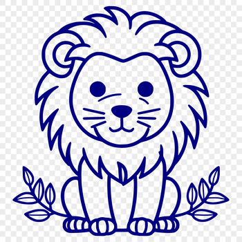A simple vector illustration of a lion sitting in a natural pose, suitable for use as clip art or design element.