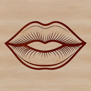 A detailed illustration of human anatomy focusing on the shape and structure of lips.