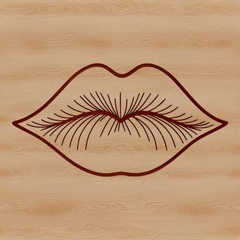A close-up illustration of human lips, highlighting the mouth's anatomy and shape.