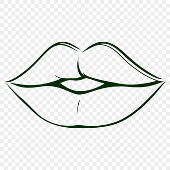 A detailed illustration of human anatomy, specifically the shape and contours of the upper and lower lips.