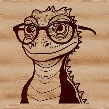 An illustration of a reptile wearing glasses, depicted in vector format.