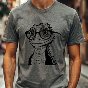 A cartoon lizard character wearing glasses, depicted in a digital vector format.