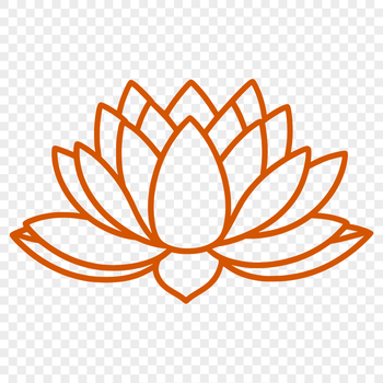 A stylized illustration of a lotus flower in various colors.