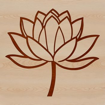 Vector graphic representation of a blooming lotus plant.