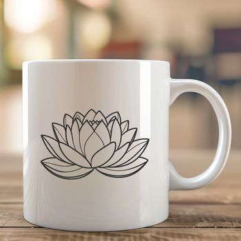 A stylized illustration of a lotus flower, commonly associated with Eastern religious symbolism.