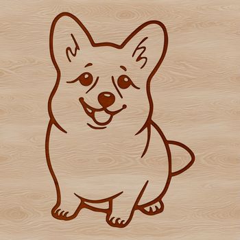 A sitting dog with a fluffy coat, depicted in vector format.