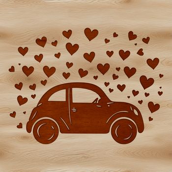 Car design with love hearts and vector graphics