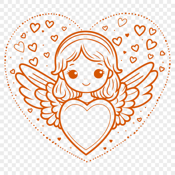 Vector design of an angel with a love heart, suitable for various digital formats such as SVG and PNG.