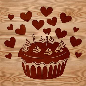 A colorful birthday cake design featuring love hearts and decorations, perfect for party planning and celebration.