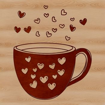 A heart-adorned coffee cup design for various digital applications.