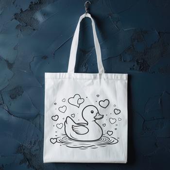 A white duck with red love hearts around its body, suitable for various creative projects.