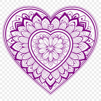 A intricately designed mandala heart graphic created as a vector image.