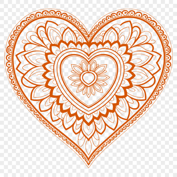 A detailed, intricate mandala design featuring a heart shape, suitable for vector editing and cutting machine projects.