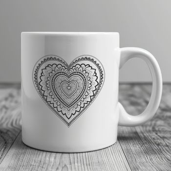 Mandala design featuring an intricate heart pattern, suitable for digital crafting and vector art projects.