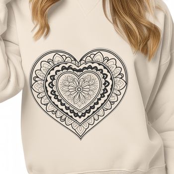 A colorful mandala design in the shape of a heart, perfect for personal projects or commercial applications.