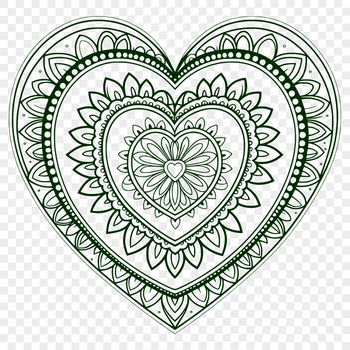 A intricately designed mandala heart pattern made from interconnected shapes.