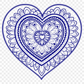 A colorful, intricate mandala design featuring a heart shape at its center.