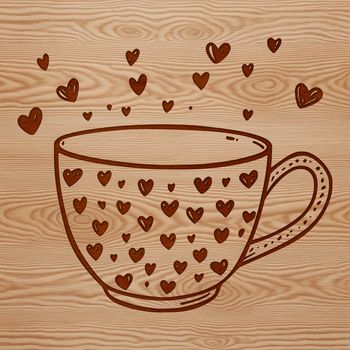 A simple cup design featuring love hearts in the background, ideal for customizing with text or graphics.