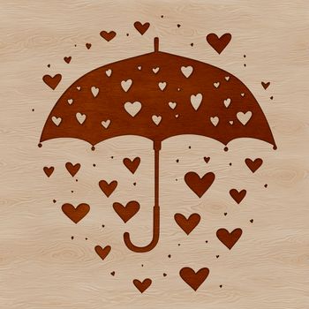 A colorful illustration of an umbrella with love hearts, perfect for adding a touch to various designs.